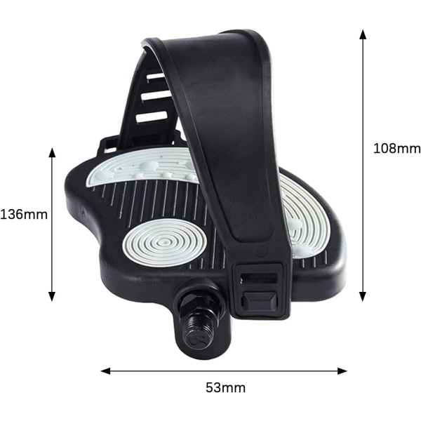 1 par (B) träningscykelpedaler med halkfria remmar för stationär cykel