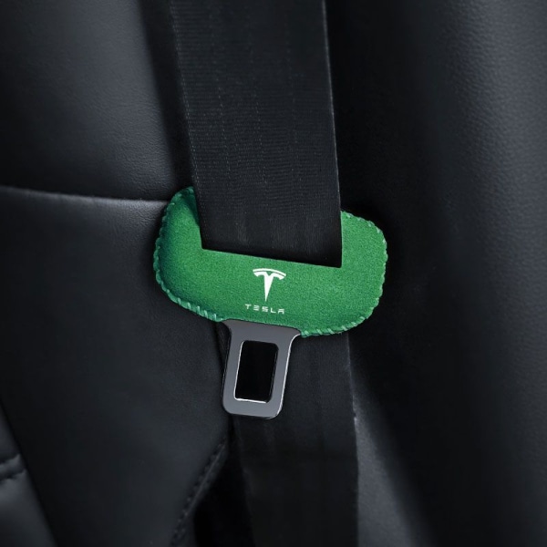 Velegnet til Tesla sikkerhedssele indsats, sikkerhedssele spænde hoved beskyttelsescover, anti-ridse, anti-slid, anti-cut for- og bagsæder (grøn)