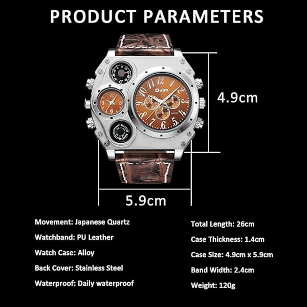 Kule Rundt Ur Display Termometer Dobbel Tid Dial