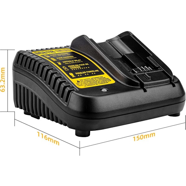 Passer til DEWALT 18650 oplader 3A Batterioplader hurtig sort og gul