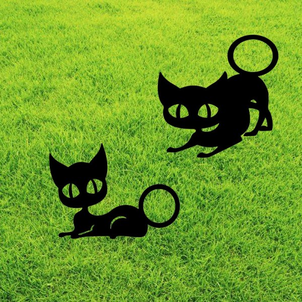 Sett med 2 hagepynt, kattepryd hagesilhuett utendørs