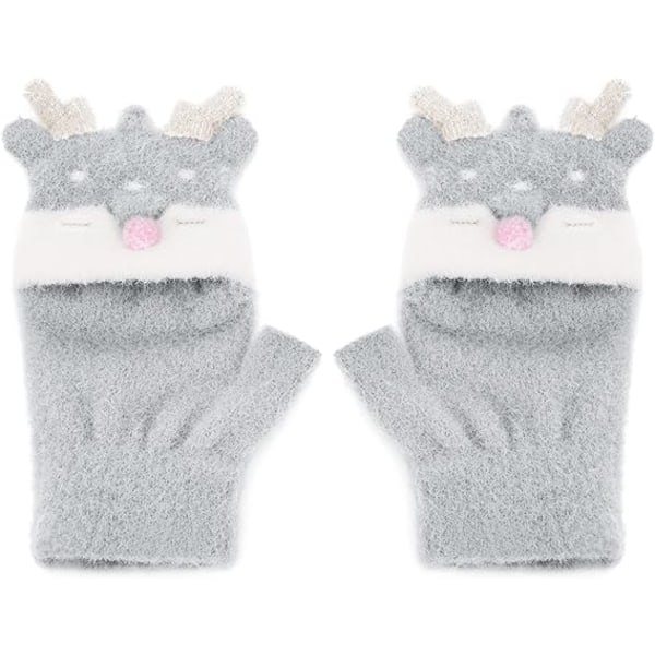Barnehage Varm Hansker Vinter Fingerless Konvertible Flip Hansker Studenter Strikking Skriving Sykling Løping Halv Finger Flip Hansker Egnet for Gutter