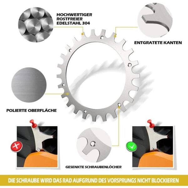 Hjuldiameter: 205mm - Premium rustfrie stålspikes til Worx Landroid Model S/M plæneklipper 2mm tykkelse forbedret trækkraft - poleret afgratning
