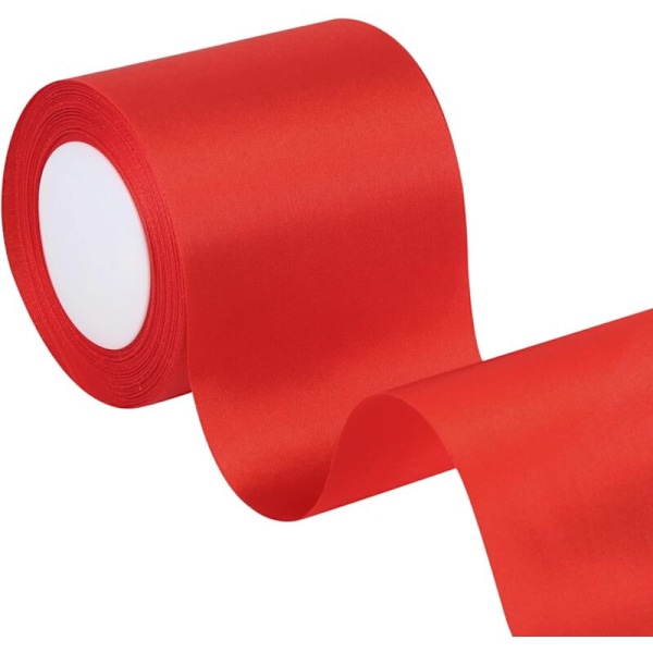 Rött satinband 8 cm x 22 m - Perfekt för juldekorationer och presentinslagning