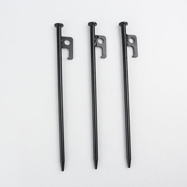 3 kraftige teltplugger, 20CM høyfast smidd stål camping teltplugger med kroker og hull, brukt for utendørs fotturer, hagearbeid, store harde gro