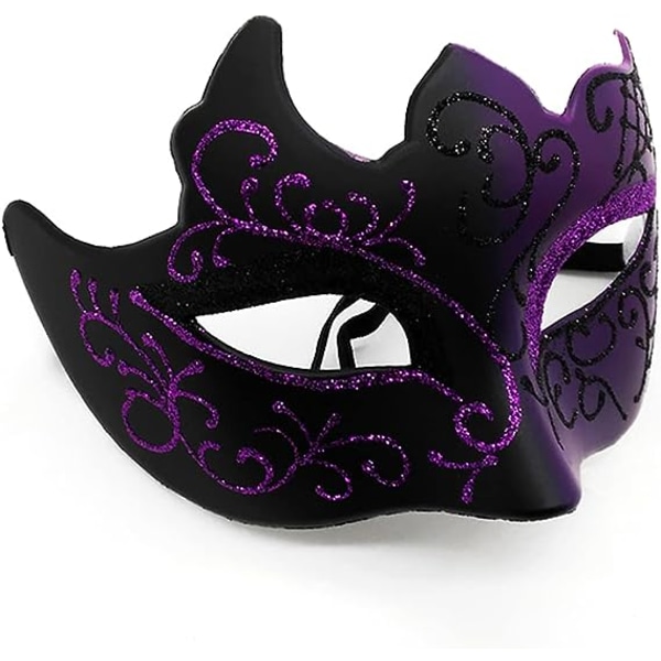 Sort og lilla - venetiansk maske, maskerademaske, venetiansk maske