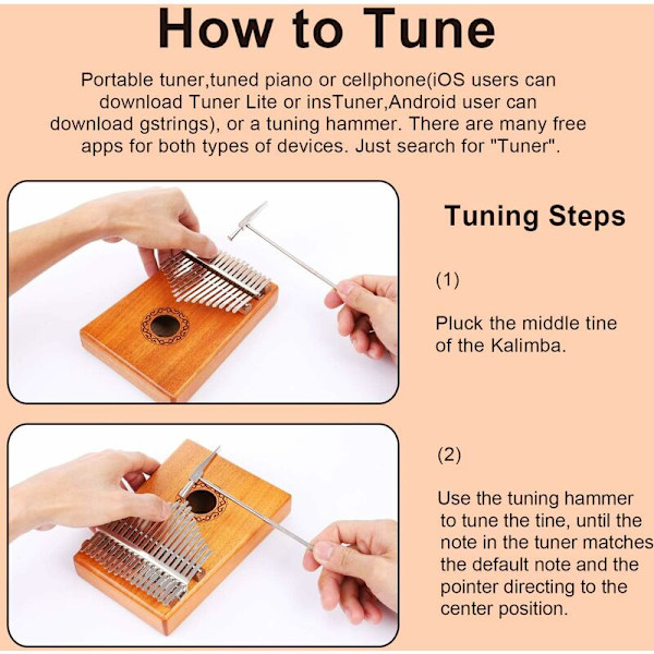 Kalimba Tommelfingerklaver 17 Tangenter Tommelfingerklaver, Tommelfingerklaver Kalimba Instrument Bærbart Fingerklaver Til Børn Voksne Begyndere, Ideel Fødselsdagsgave, Val