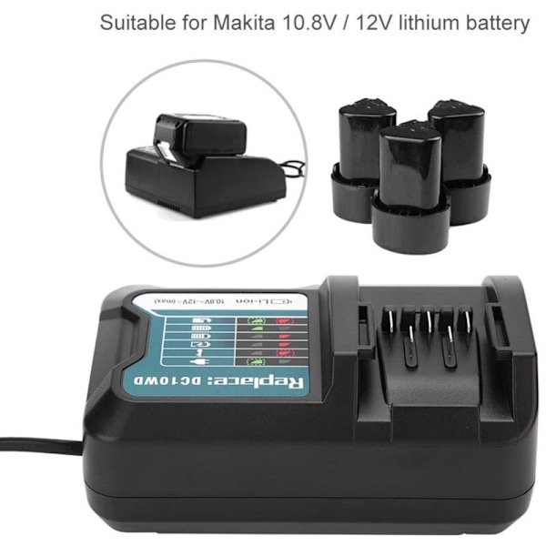 Lithium-ion batterioplader 10.8 12.0 V, erstatningsopladningsenhed kompatibel med DC10WD BL1016 BL1021B BL1041B FD05