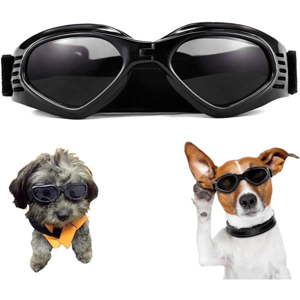 M-Dog Goggles, Solbriller for kjæledyr, sammenleggbare hundeggler UV-beskyttende solbriller (svart)