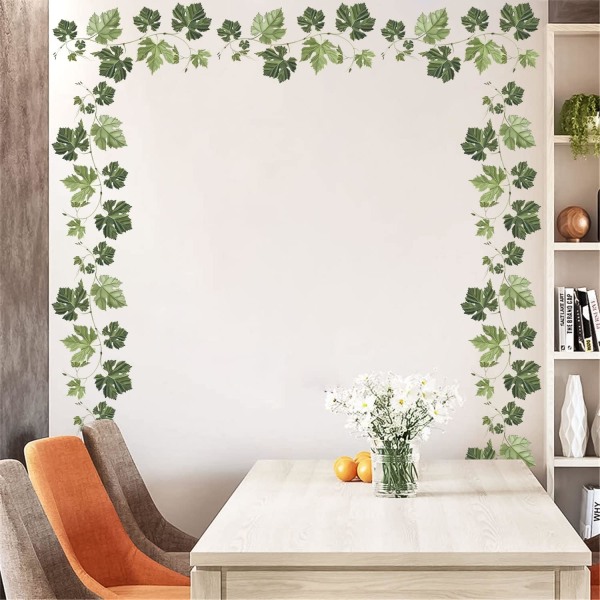 16*30cm*2stk, Green Leaf Wall Sticker Hanging Vine Ivy Wall Stick