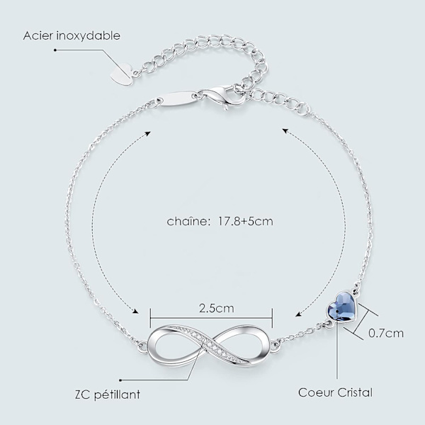 Naisten 925 Sterling Hopea Infinity Rannekoru, Naisten Säädettävä Rakkausrannekoru, Naisten Korut Joululahjat Naisten Syntymäpäivä Äitienpäivälahja M