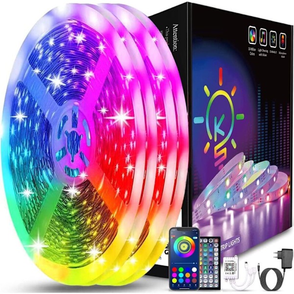 LED 30m lyslist (15mx2), Bluetooth-rom, LED-bånd kontrollert av TEO