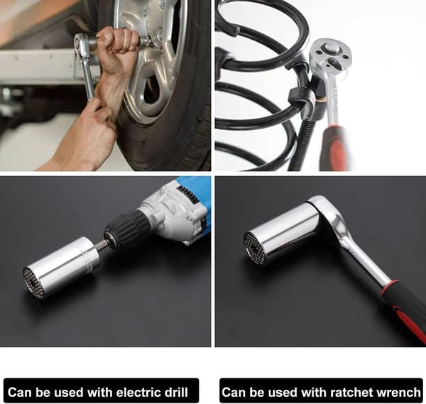 2 stk. Universal Socket 7-19mm Universal Socket Wrench Chrome Vanadium Høy Kvalitet Multifunksjonell Adapter for Håndverktøy