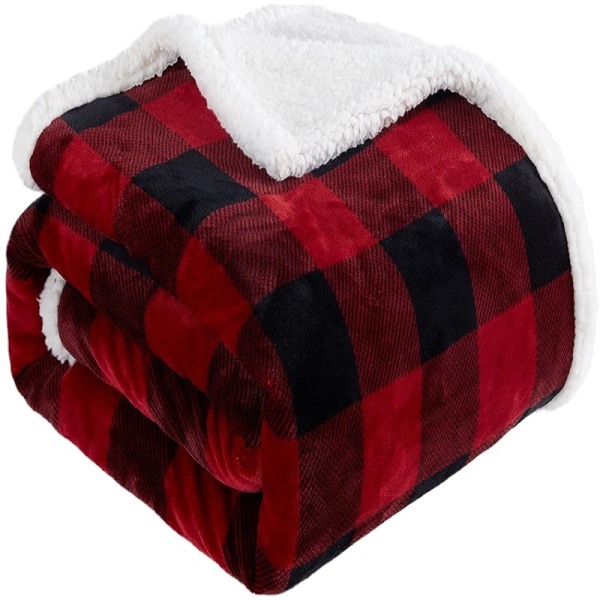 Tæppe Dobbelt Layer Plaid Office Tæppe Nap Plys Sofa Throw