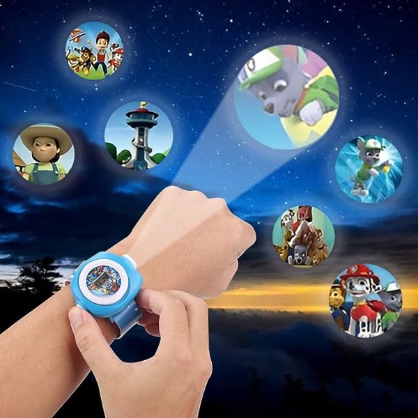Barnklocka, Projektionsleksaker, Digital Armbandsur med Projektor, Barnleksak - 24 Projektionsmönster, Smartklocka med Digital Projektor för Pojkar och