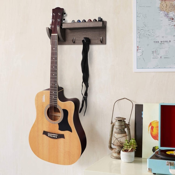 Vægmonteret guitarbøjle akustisk guitarkrog med 3 kroge