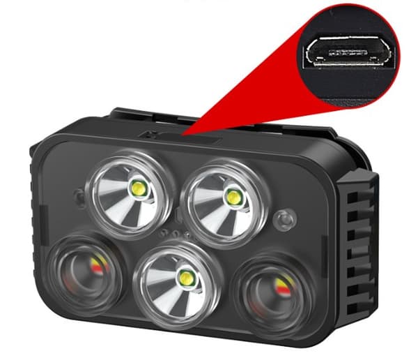 Udendørs USB LED-sensor forlygte, natfiskeri, cykling og løb