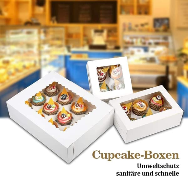 10 stk 4 hull cupcake bokser hvite, 16x16x7.6cm(6.3x6.3x3)