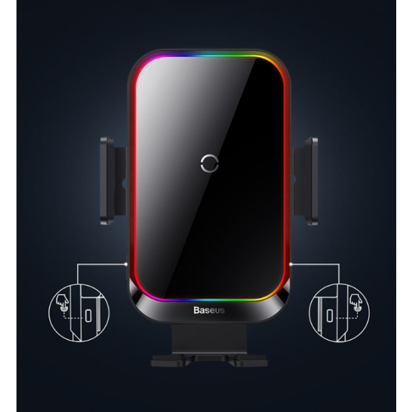 15W induksjonsbillader for bil, [automatisk klemming], telefonholder hurtig trådløs billaderholder luftutløpsklemme + sugekopp + QC3.0\"