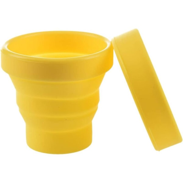 Vikbar silikonmugg vikbara resemuggar med hermetiskt lock Lätt resekopp 170ml gul