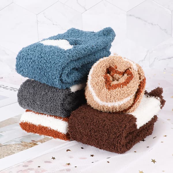 5 par behagelige koral fleece sokker til kvinder - bløde sokker til kvinder - bløde sokker til sengen - hjemmesko - sokker til den kolde vinter