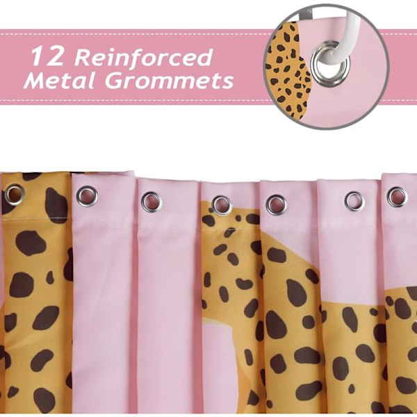 Bruseforhæng leopard tropisk pink dyr Badeforhæng polyester stof anti-skimmel vandtæt vaskbart badeværelsesforhæng 180 x 180 cm med 12 kroge