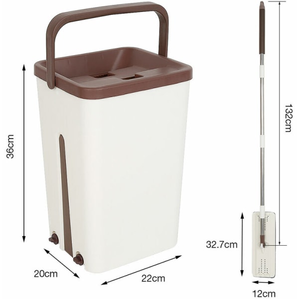 360° Swivel Head Broom + Dubbel Fack Hink (Brun)