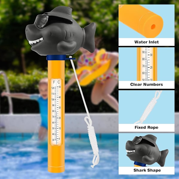 Swimmingpool termometer, vandtermometer med snor, swimmingpool termometer, ubrydelig, flydende termometer til isbad,