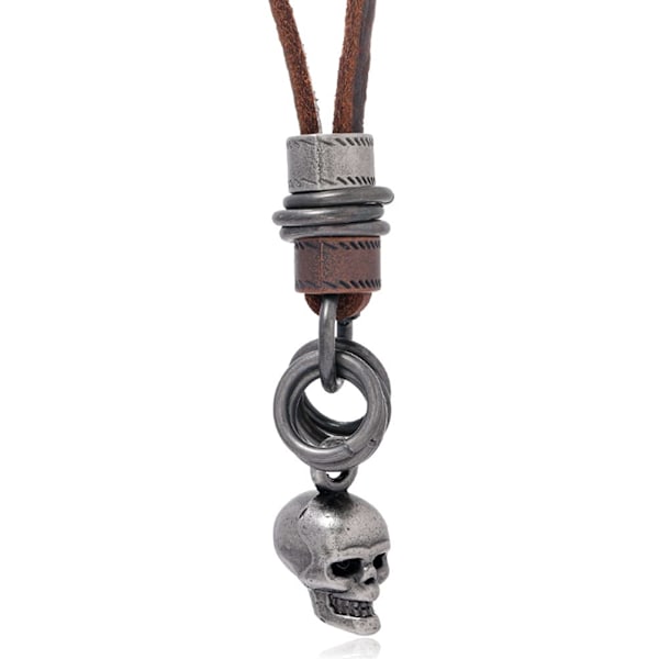 Klassinen luuranko ruskea aito nahka riipus kaulakoru kallo steampunk paksut riipukset korut miehille Choker