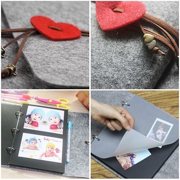 Retro Album Filt Scrapbog DIY Foto DIY Album DIY REJSE SCRAPBOOKING Bryllupsalbum Skitsebog - Fantastisk gave til Valentinsdag/Fødselsdag/