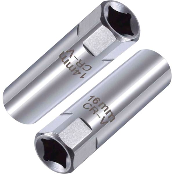 Tændrørssæt (2 stk.), Tændrørsstiknøgle-ekstraktorværktøj med tynd væg (14mm+16mm)