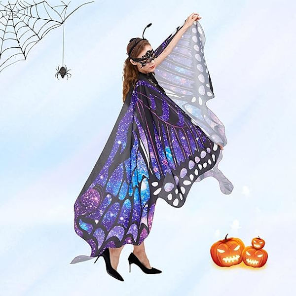 Halloween cosplay fjärilsmantel gradient färg dans dekorativa vingar scenkostym