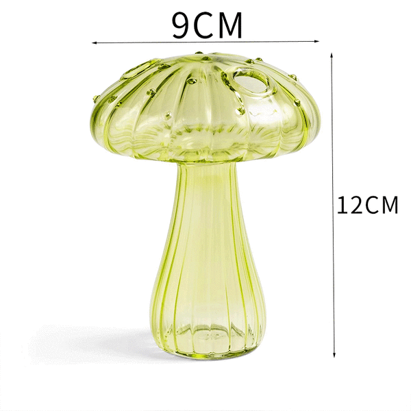 Liten svampformad glasvas, svampformad glasaromaterapiflaska, svampformad blomkruka för hemmakontor (4 stycken)