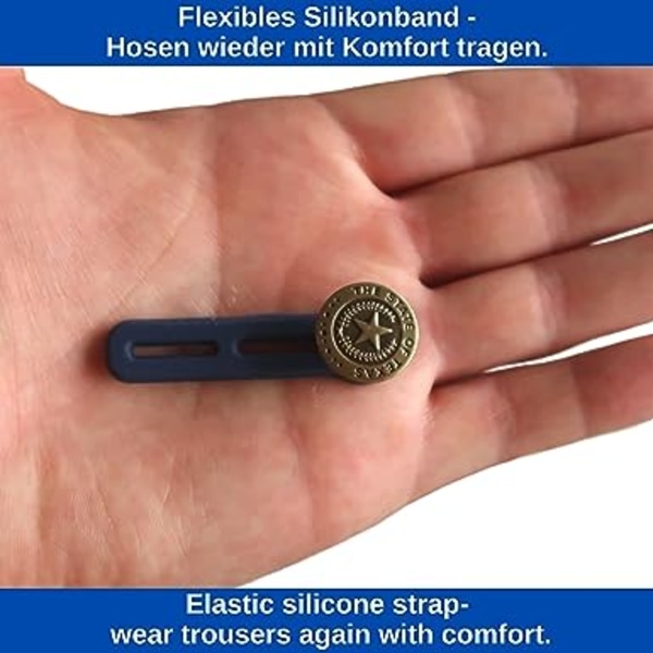 Bælteforlængere, knapforlængere, sæt med 8, elastisk knapforlænger til bukser op til 50 mm, indtrækkelige knapper, justerbare taljeforlængere til jeans