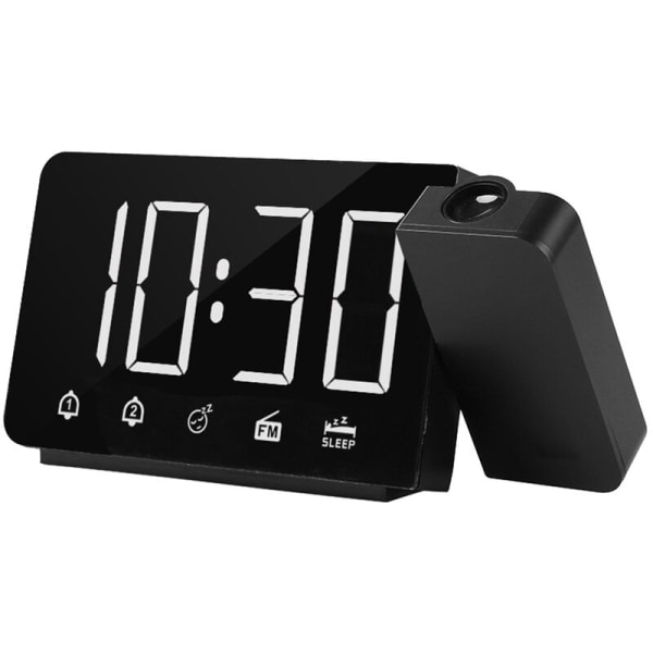 Projection Alarm Clock 180 Degree Projector with Snooze Function Fm Radio 4 USB Alarm Dimmer Dual Charge Digital Clock 12H/24H for Bedrooms, Blue