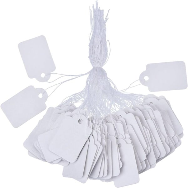 Förpackning med 500 (3 x 4,8 cm) Vita markeringsetiketter Prisetiketter Prisetiketter displayetiketter med hängsnöre