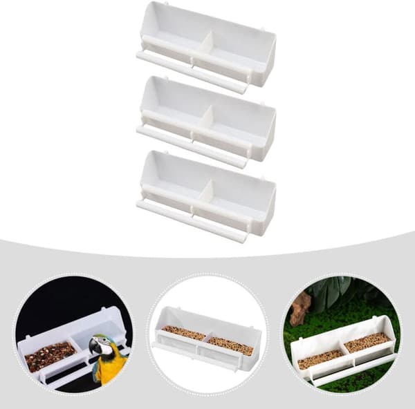 3 stk. Due Feeder Spaltebeholder Foderret Foderdispenser til Due Kylling And Fugl Fjerkræ Hvid