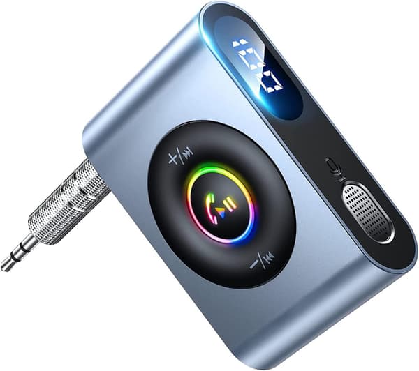 2023 Jack 3.5 Bluetooth-adapter, bil Bluetooth-mottagare handsfree-samtal LED-display Aux Bluetooth 5.3 bil Jack för hemstereo/högtalare/trådade hörlurar