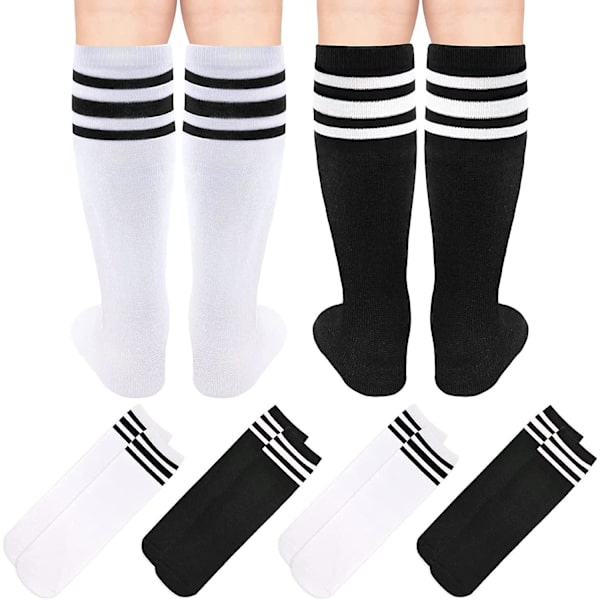 4 Par Fotballsokker til Barn, Småbarns Fotballsokker, Jente- og Guttesokker, Fotballsokker, Småbarns Knehøye Sokker, Rørsokker