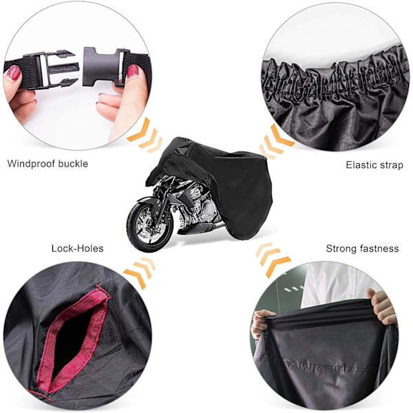 Modifierad förtjockad solskyddsmotorcykel och stort deplacement bilskydd regnskydd (svart 2XL)