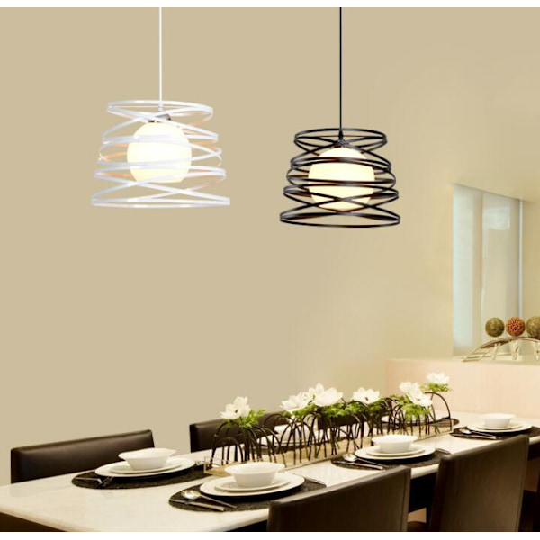 Hengende lampe, lysekroneEnkel og kreativ LED smijern lysekrone (svart bue enkelt hode)