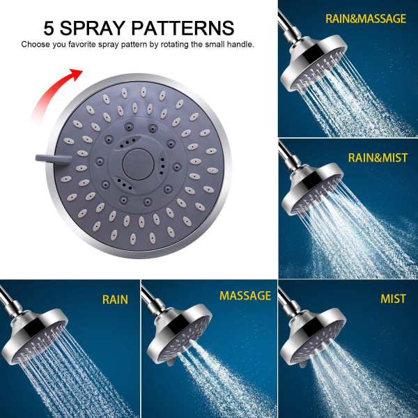 Duschhuvud med filter 15-stegs filterkombination sprayhuvud skönhet och välbefinnande med vattenfilter duschset (4\" duschhuvud + 15-stegs filter)