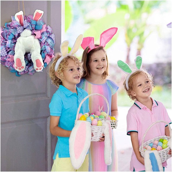 Easter Door Wreath with Bunny Butt Ears Decoration Easter Bunny Wreath Front Door Supplies C