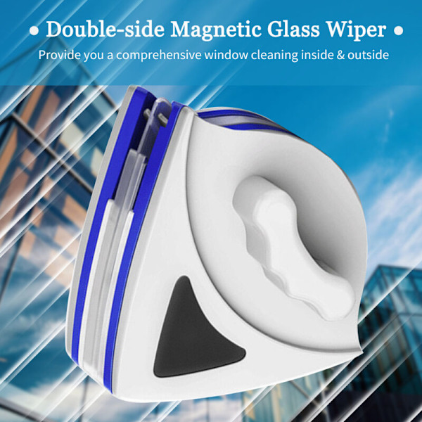 Magnetisk dubbelsidig fönsterputsare, ytrengöringsborste, triangulära rengöringsverktyg för 3-8 mm tjockt glas (rengöringsmedel2, klämma4)
