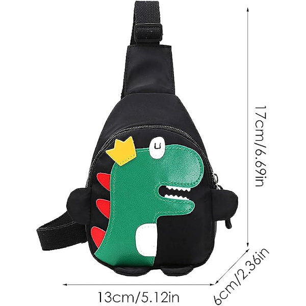 Barn Dinosaurie Crossbody Väska (Svart), Söt Lätt Anti Stöld Mini Bröstväska Axelväska Pojkar Flickor Barn
