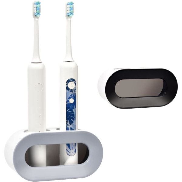 Set med 2 elektriska tandborsthållare (svart + grå), dränerbar vägg