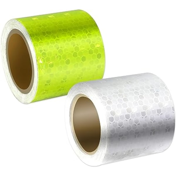 2 STK 5cm x 3m reflekterende tape (gul og hvid) Advarselstape Ref.