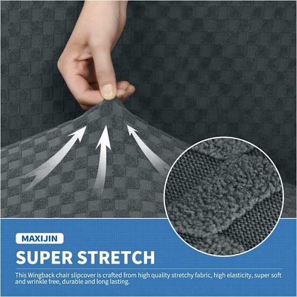Elastisk lænestolsbetræk med ører, 1 stk. Jacquard Sofabeskyttelse Sofabetræk Lænestol Stor