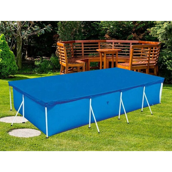 Blå rektangulær rørformet poolcover, rørformet poolboblecover (220X150CM)