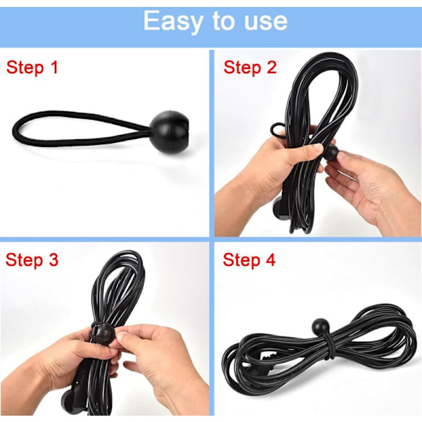 25 st Bungee Cord med Kula, Elastisk Bungee Cord, för Presenningar, Campingtält, Markiser, Banners, Paviljong, Gardiner Förlängningssele, Presenningshållare (10cm)